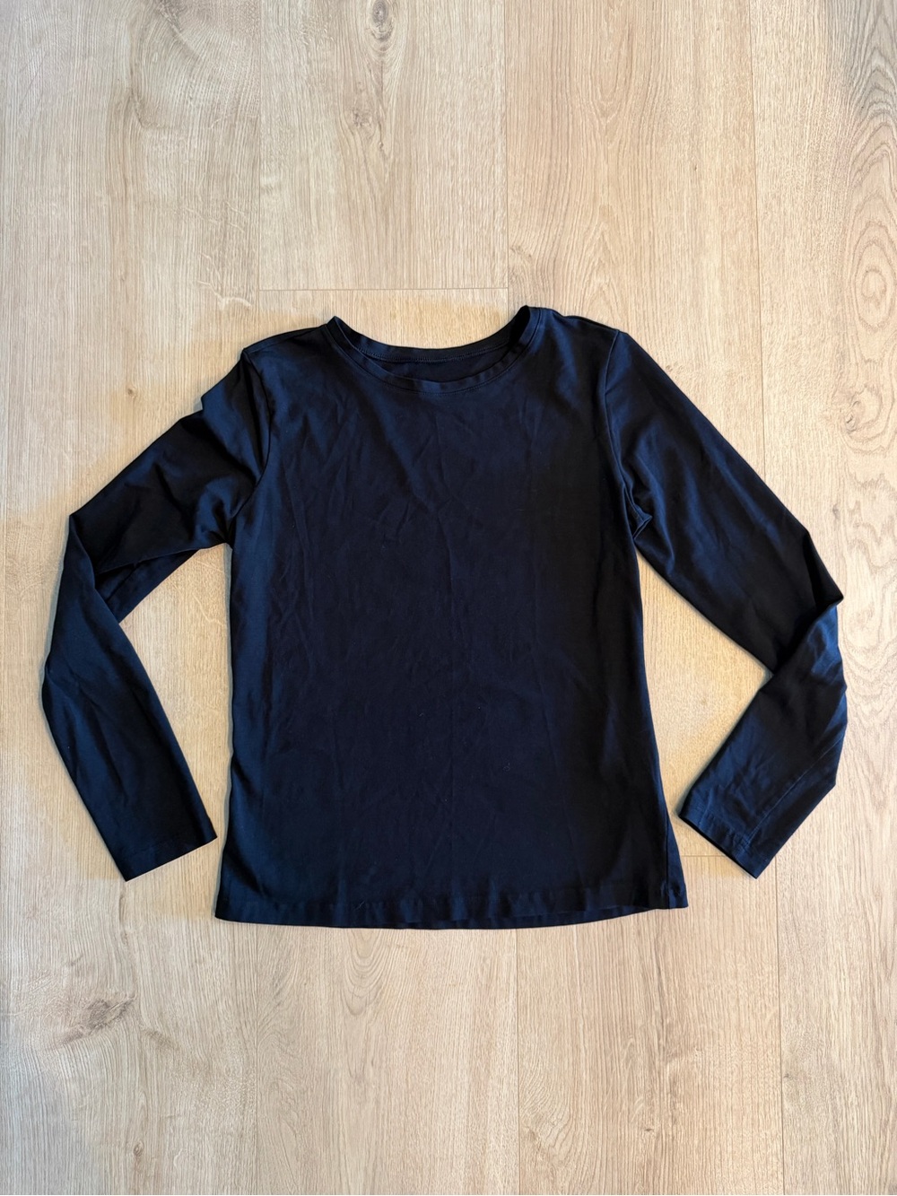 Pact Black Long Sleeve Crew Neck Tee Organic Cotton Stretch Shirt Womens Small